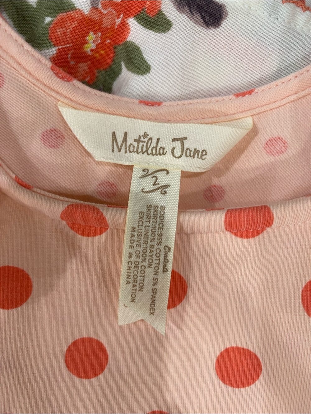 Matilda Jane Peach Polka & Orange Floral Ruffle Dress - Picture 2 of 3